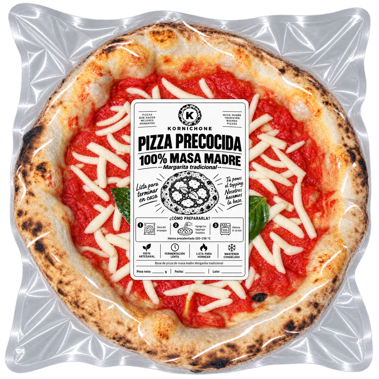 Pizza precocida · Margarita tradicional